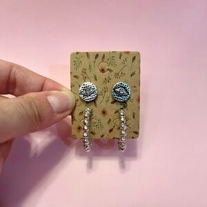 Silver Eye Stud and Hoop Set of Earrings